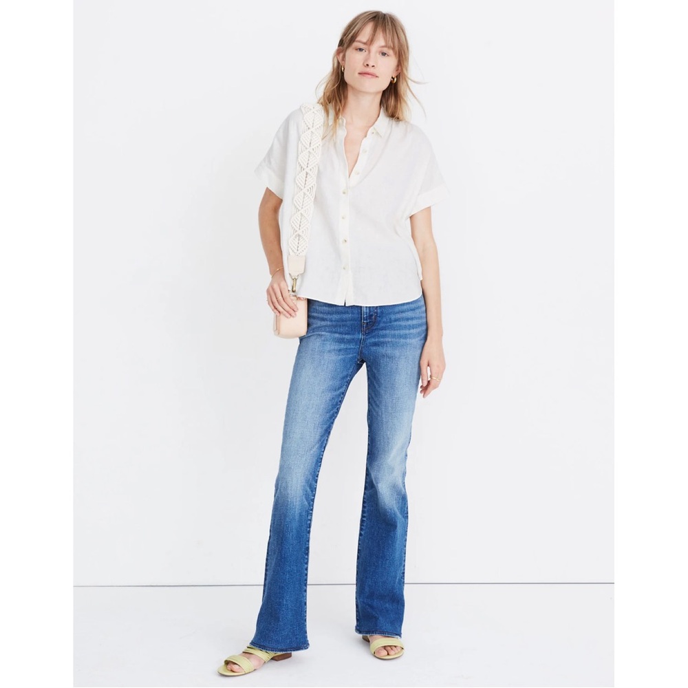 Madewell Linen-Blend Hilltop Shirt in Eyelet White